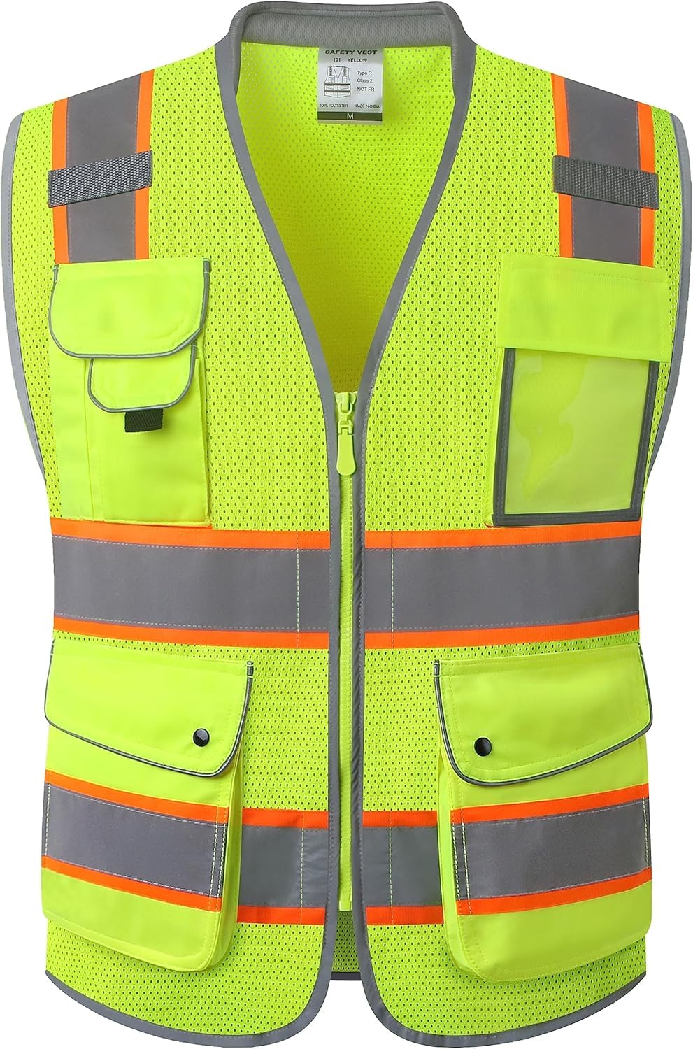 JKSafety Hi Vis Safety Vest for Men Women Cushioned Collar JK101 Yellow S