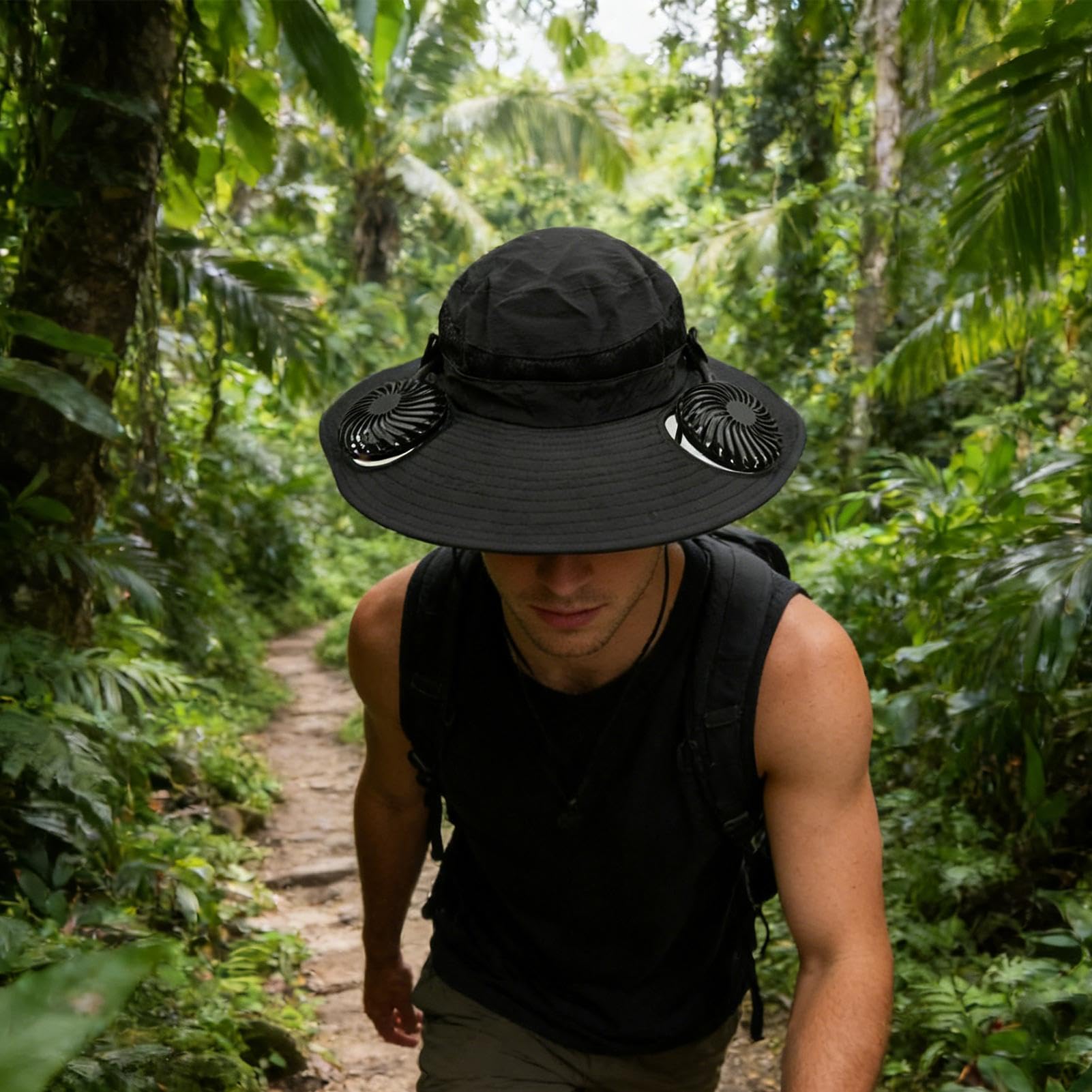 Cappello estivo a tesa larga, con visiera ricaricabile tramite USB, per esterni, elegante, funzionale, da pesca, da uomo, papà, pescatore, escursionismo, spiaggia, giardinaggio, multiuso, per interni
