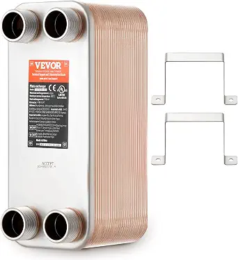 VEVOR Brazed Plate Heat Exchanger, EATB28-50 5"x12" 50 Plates, Copper 316L Stainless Steel