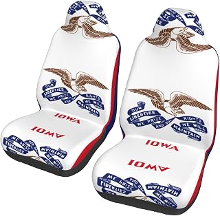 Iowa State Flag Universal Car Seat Covers - Front Seats Protector Compatible with Cars, SUVs, Sedans, Trucks