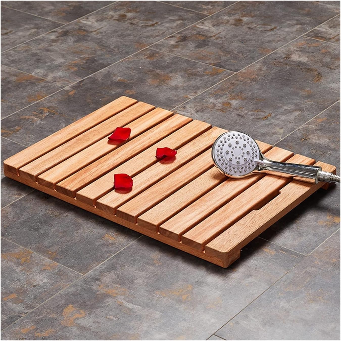 Tapis de bain en bois massif naturel 69x69 cm pour douche
