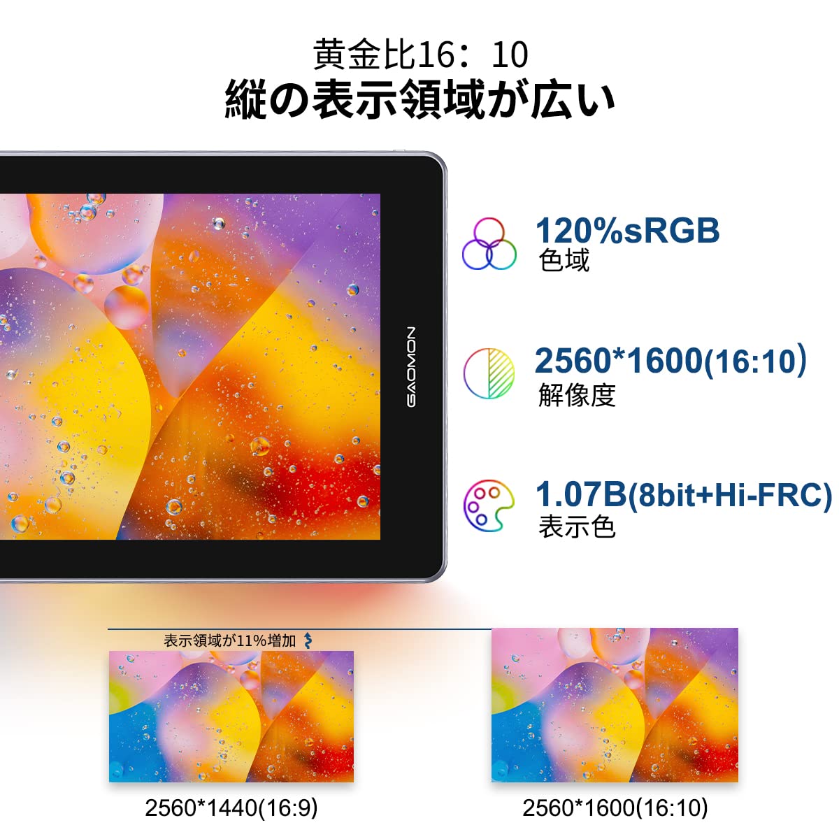 Amazon.co.jp: GAOMON PD1610 Liquid Tab, 16 Inch, 2.5K, 120% sRGB