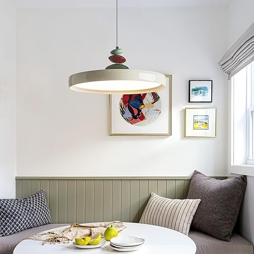 Miniatura 2 de Lámparas colgantes modernas, lámpara colgante LED blanca de 16 pulgadas con control remoto regulable 3 modos de color y brillo, lámpara colgante