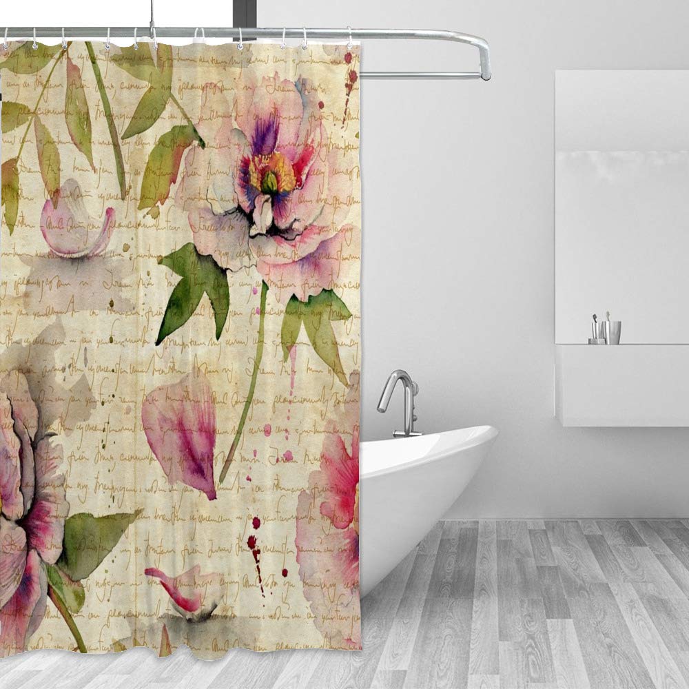 Rideau de douche imperméable pivoines pour une ambiance spa à la maison