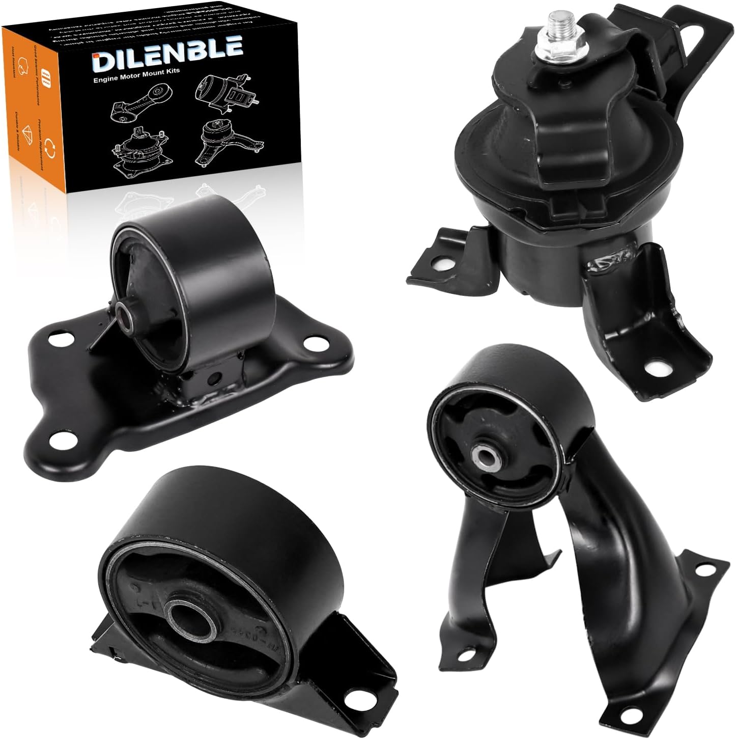 Engine Motor Mount & Trans Mount Replacement for 2004 2005 2006 Mitsubishi Lancer Ralliart 2.4L Automatic Transmission, Engine Mount Set of 4 Replaces OE# A4640 A4642 A4617 A4646