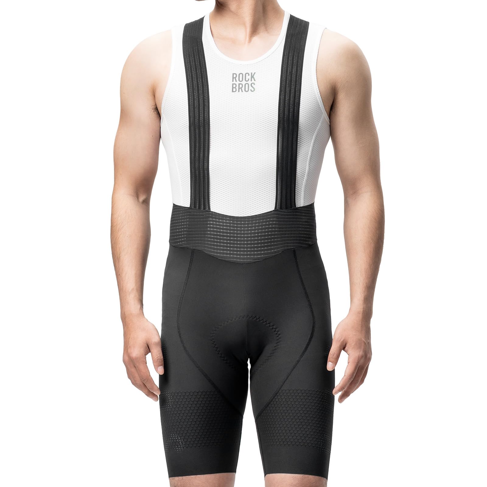 ROCKBROS Salopette da Ciclismo Uomo Estivo, Pantaloncini con Bretelle Imbottiti Traspirante Asciugatura Rapida e Antiscivolo, Abbigliamento per Bici da Strada MTB Bicicletta