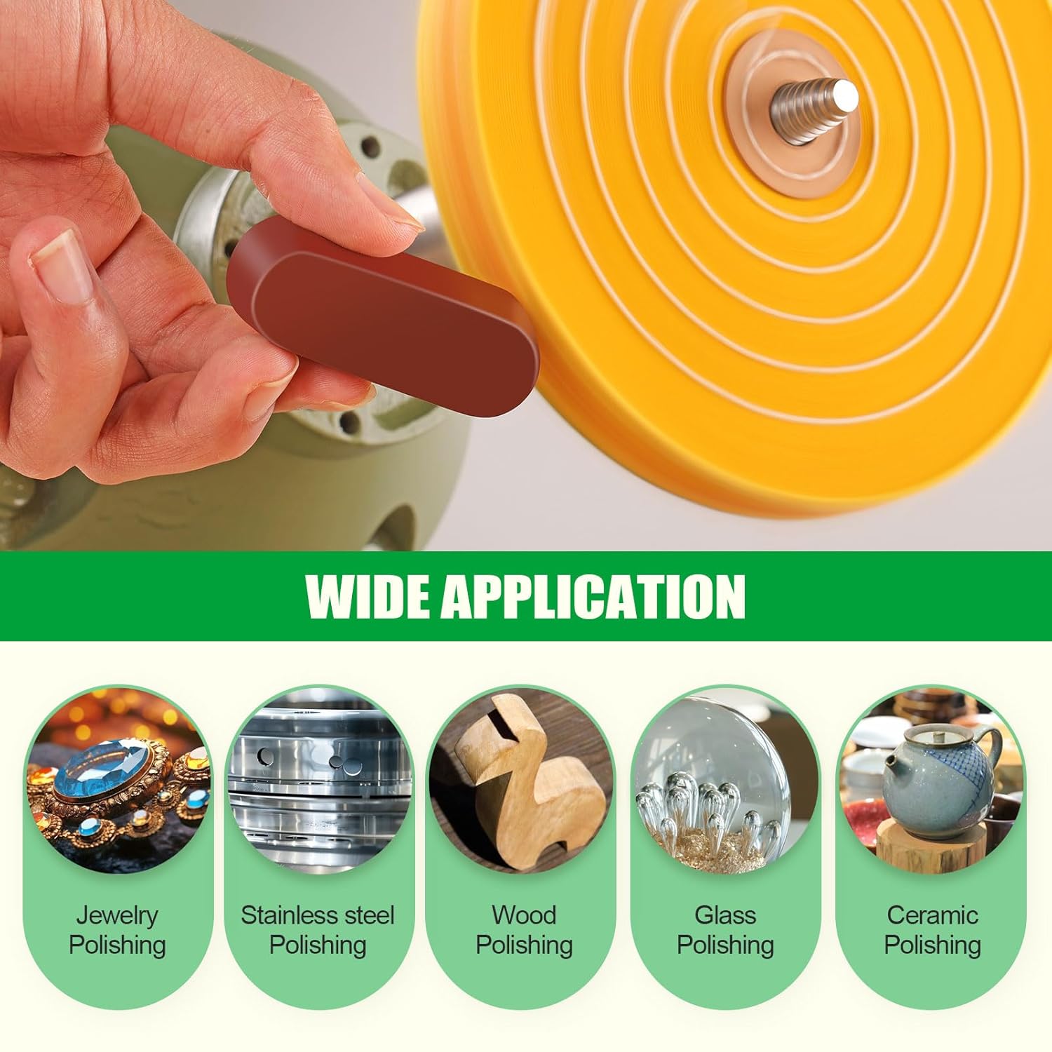 6PCS 8 Inch Polishing Wheels Kit for Bench Grinder, Include 5/8" Arbor Hole White Cotton Polish Wheels(50Ply), Yellow Cotton Wheel(40Ply), Soft Flannel Buffing Wheel(30Ply)& 3 Polishing Compound Set