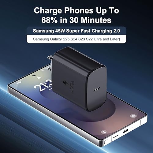 Miniatura 11 de Cargador súper rápido tipo C 45W GaN Power USB C cargador PPS/PD bloque de carga rápida para Samsung Galaxy S25 Ultra/S25/S25+/ S24 1Paquete,Paquete