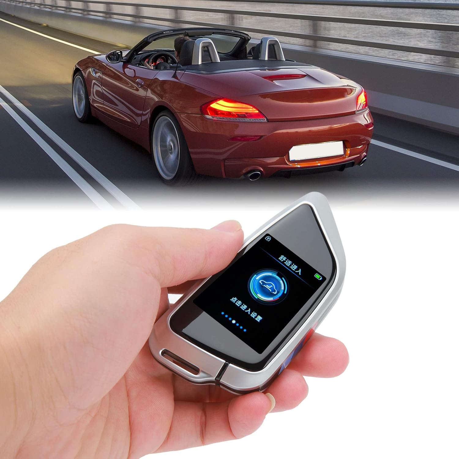 Smart Remote Car Key with Bluetooth 5.0 and LCD Screen, features Keyless Entry Auto Lock and Anti Lost Function for One Click Start Car Selections