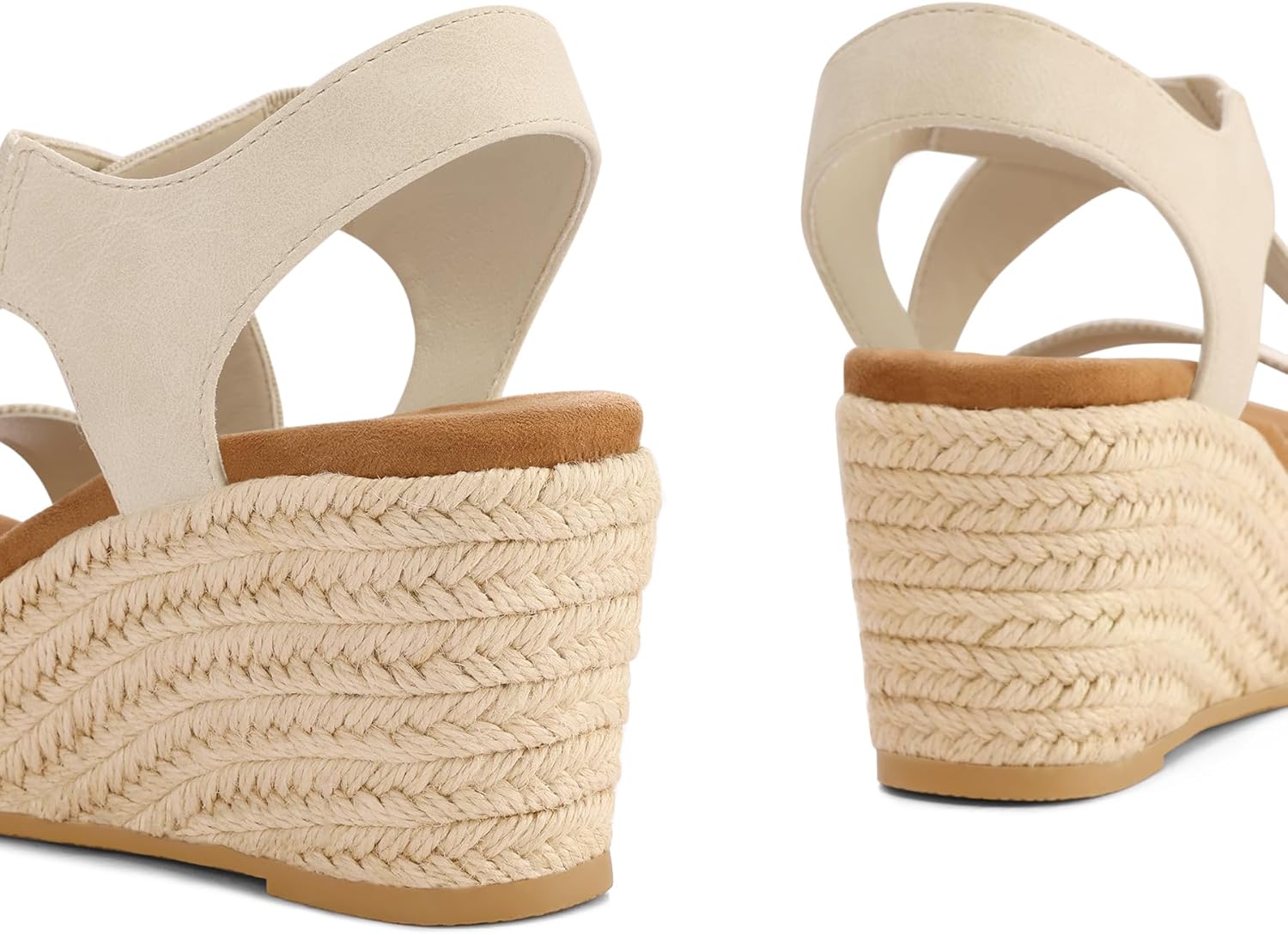 mysoft Women's Espadrilles Platform Wedge Sandals Slip on Open Toe Elastic Ankle Strap Casual Summer Shoes
