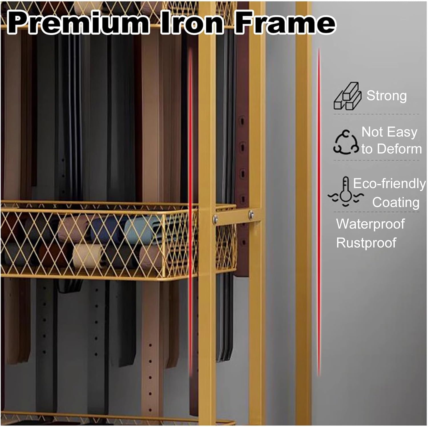 3in Large Hooks, Commercial Belt Hangers Retail Rack Stand, 3 Storage Basket and Locking Wheels - Boutiques Belt/Sock Organizer for Convenience Store/Supermarket(White,L x W 60x150cm/23.6x59 in)