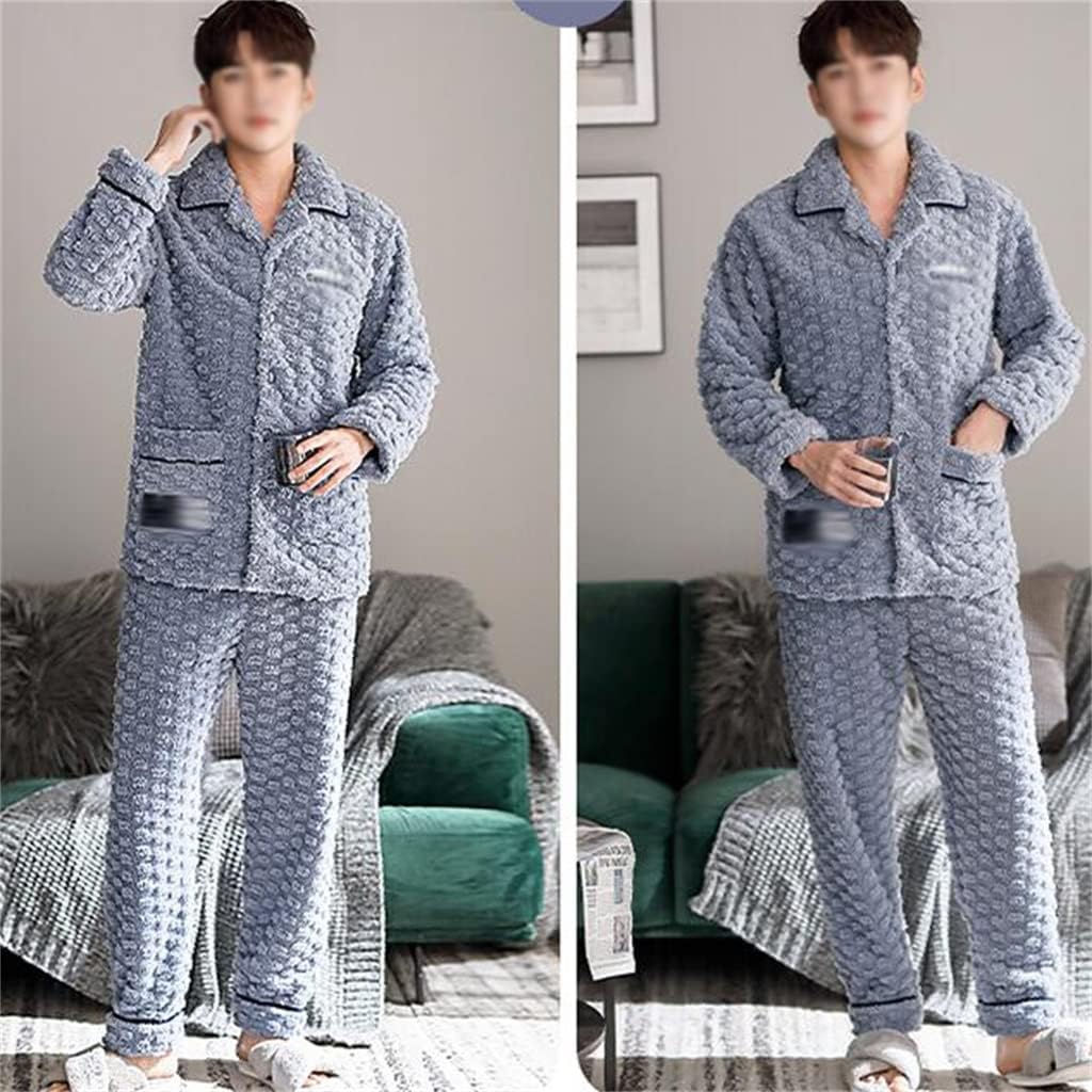 Cotton-padded Jacket Home Clothing Suit Thick Coral Velvet Pajamas Men's Autumn And Winter
