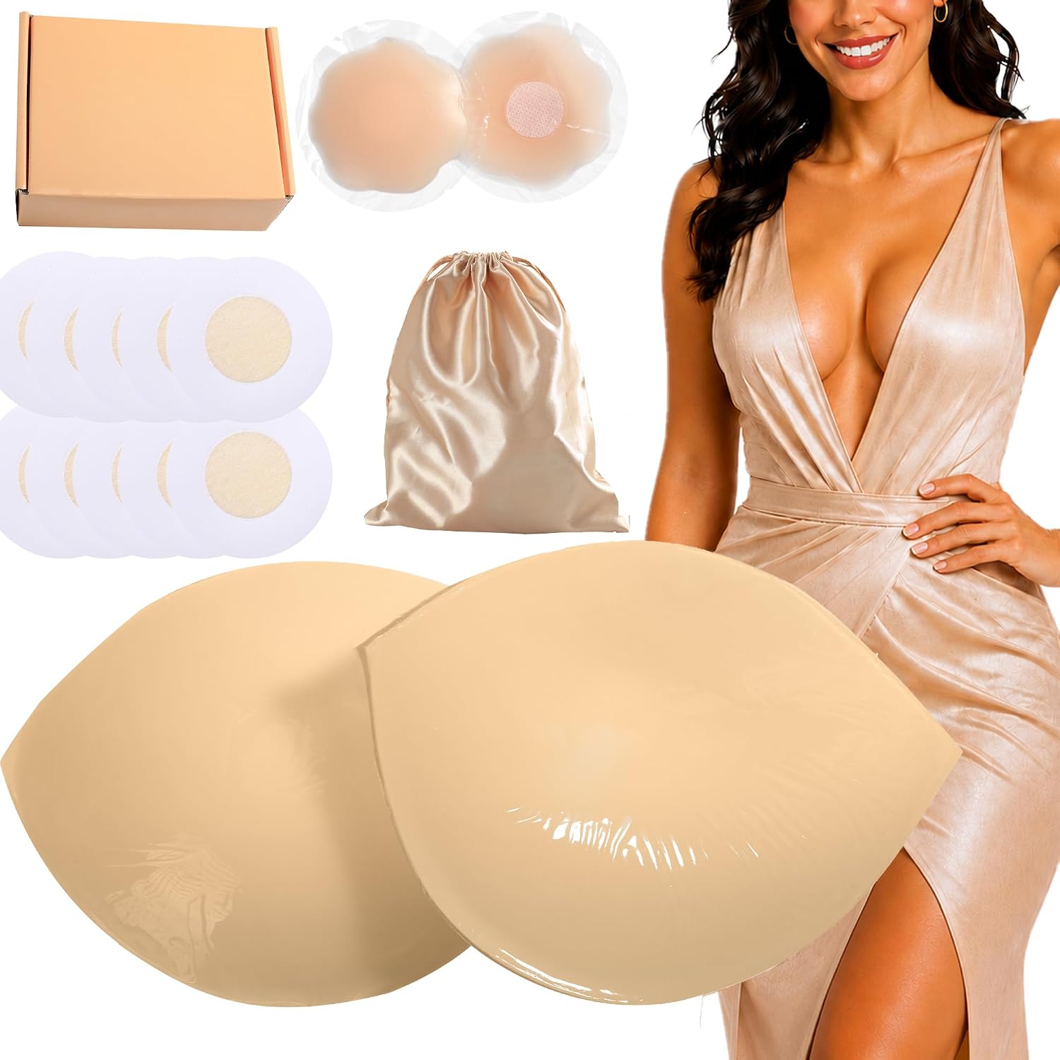 FOCUSSEXY Sticky Bra Insert Pads for Women Double Sided Adhesive