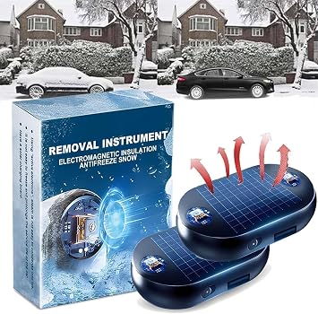 Solar Electromagnetic Molecular Interference Freeze and Snow Remover,Snowvanish Portable Kinetic Molecular Diffuser,Anti-Freeze Car Snow Removal Device,Car Defroster 2pcs
