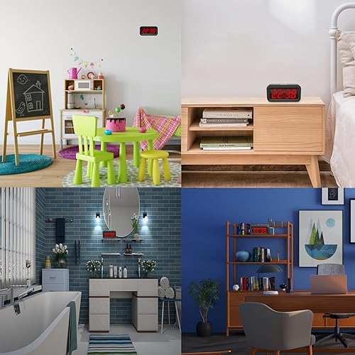 Miniatura 7 de Digital Alarm Clock Battery Operated Only, LED Large Display, 2-Level Brightness Dimmer, 4 AA Batteries Keep Clock on for More Than 12 Months, for