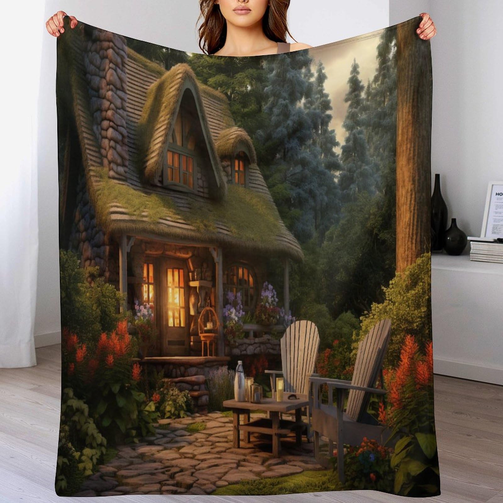 Couverture Cosy Cottage pour des soirées chaudes sur le canapé