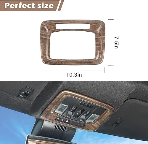 Miniatura 5 de RT-TCZ Marco de luz de cúpula para consola superior Silverado para Chevy Silverado GMC Sierra 2019 up Accesorios interiores de grano de madera