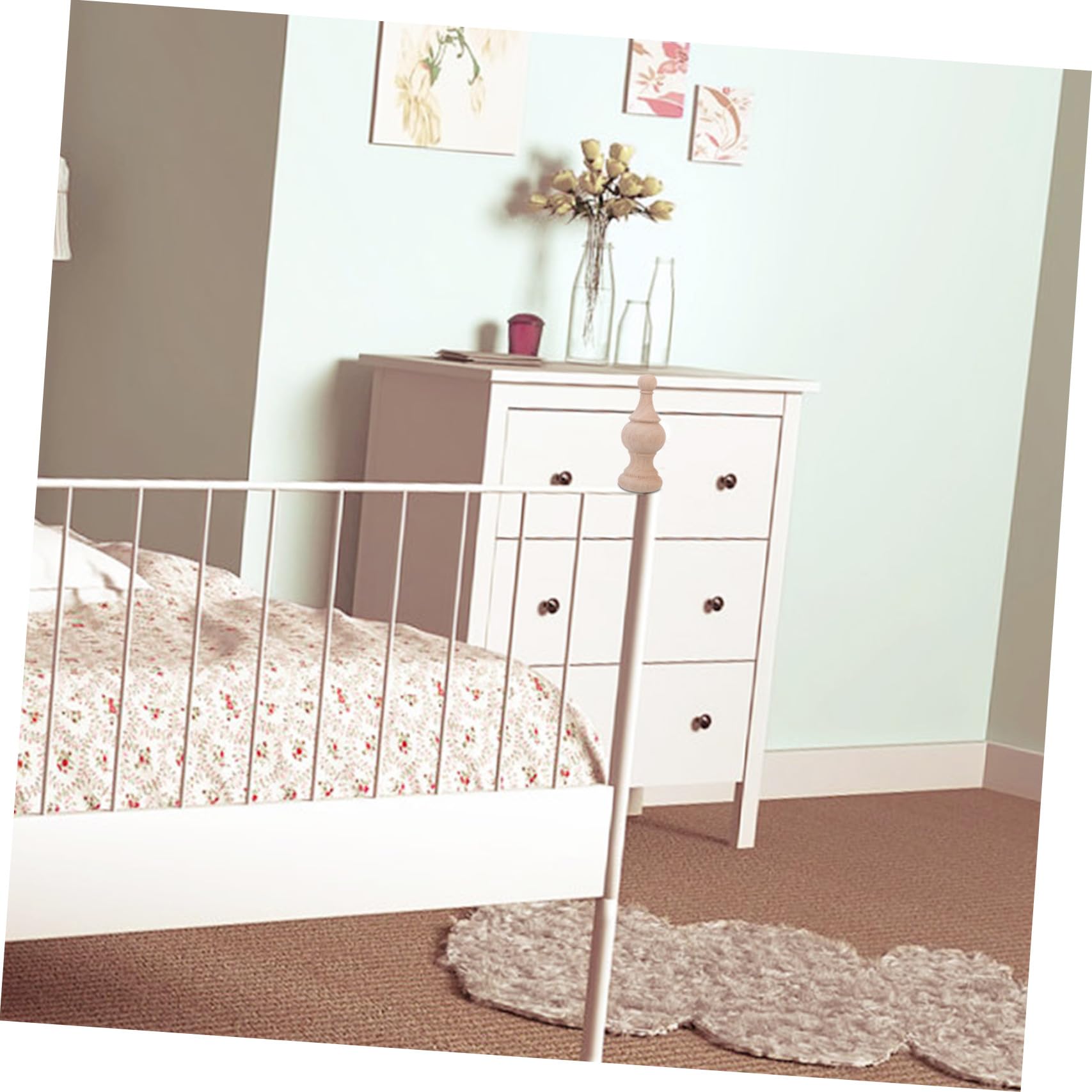 Alipis Remates de Madera sin Terminar 6x15 Cm 4 Piezas para Postes de Cama, Husillos para Manualidades y Tapas Decorativas de Barandilla para Escaleras, Adecuado para Bricolaje