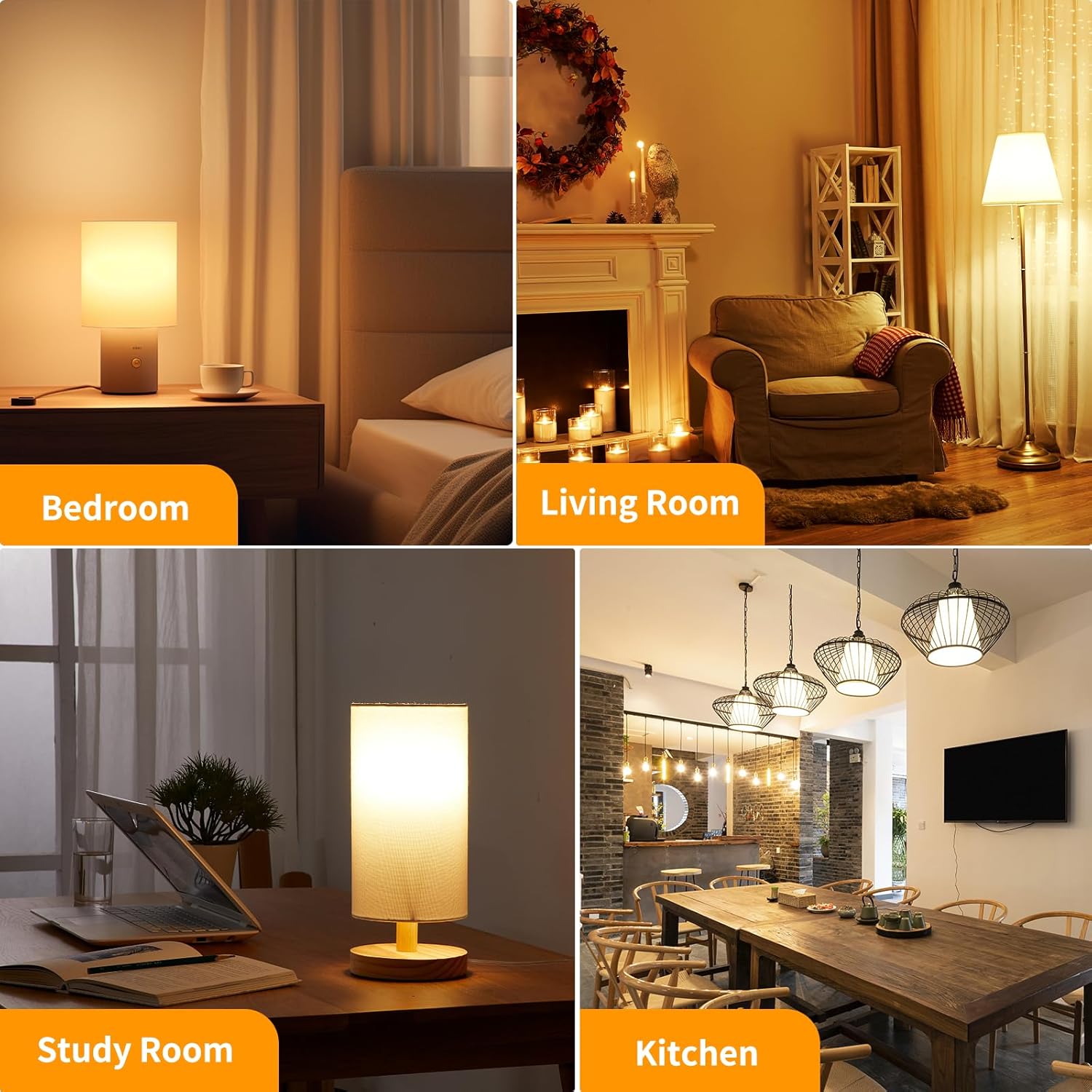 Dimmable LED Light Bulbs, 100 Watt Equivalent LED Bulbs, 14W 1600LM 2700K Soft White, E26 Standard Base, CRI80+, A19 Lightbulb for Home, Bedroom, Living Room, Office, 6 Pack