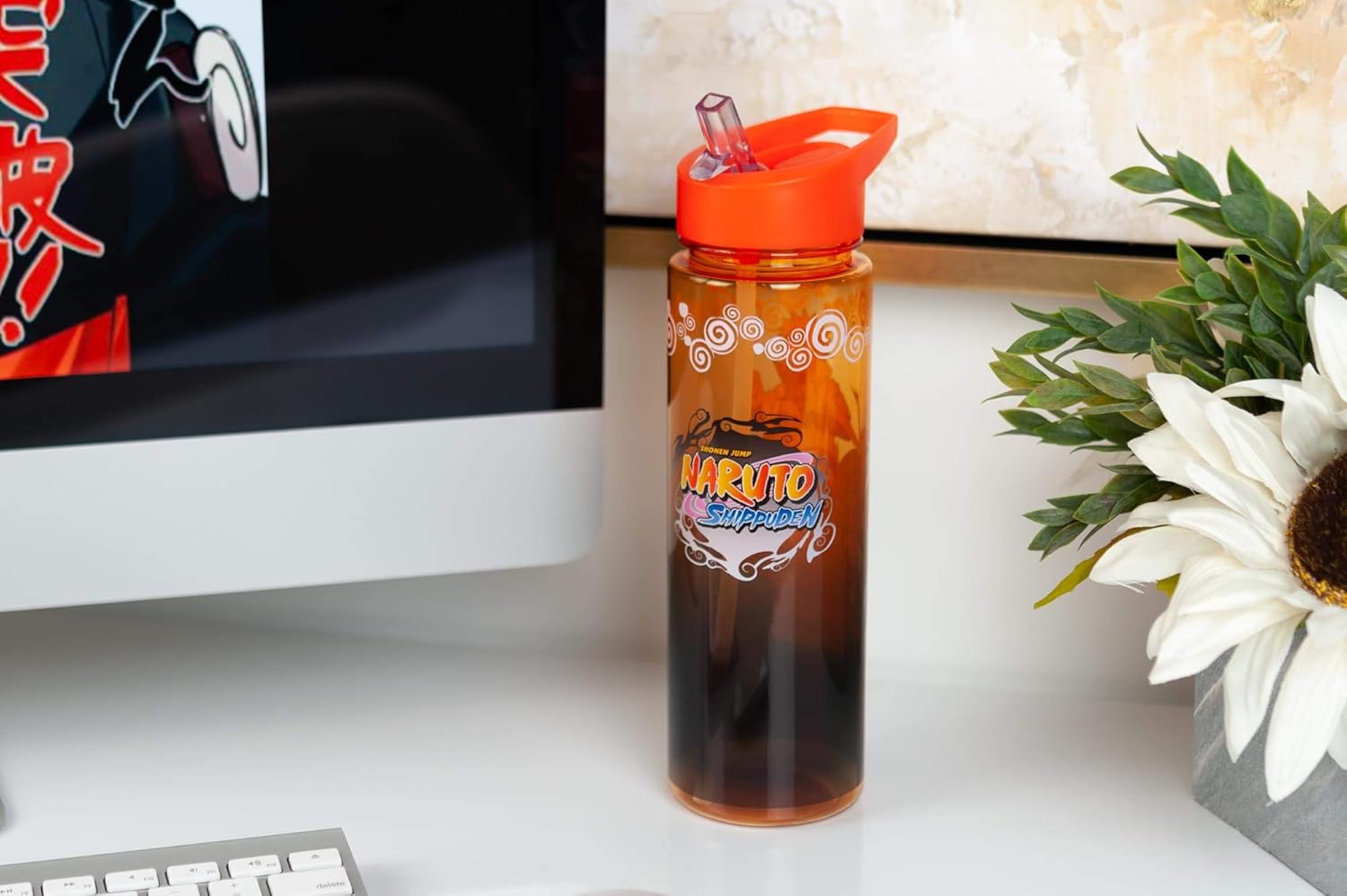 Naruto Shippuden Hokage Heroes Large Plastic Water Bottle | Features Konohagakure's 4th, 5th, And 6th Hokages | Holds 26 Ounces