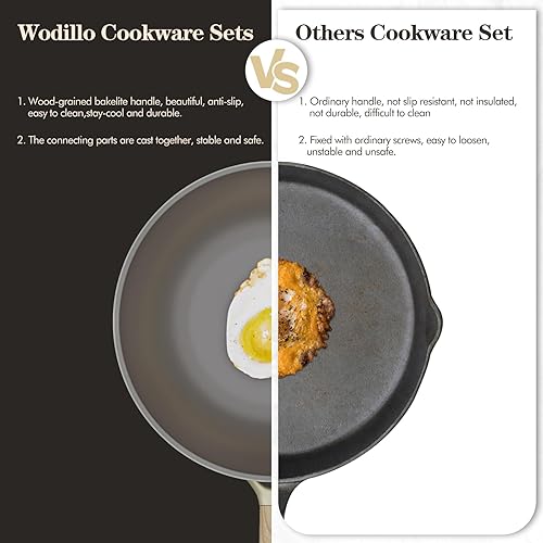 Miniatura 4 de Wodillo Juego de ollas y sartenes antiadherentes, 9 piezas, utensilios de cocina de inducción antiadherentes, juego de cocina con sartenes y