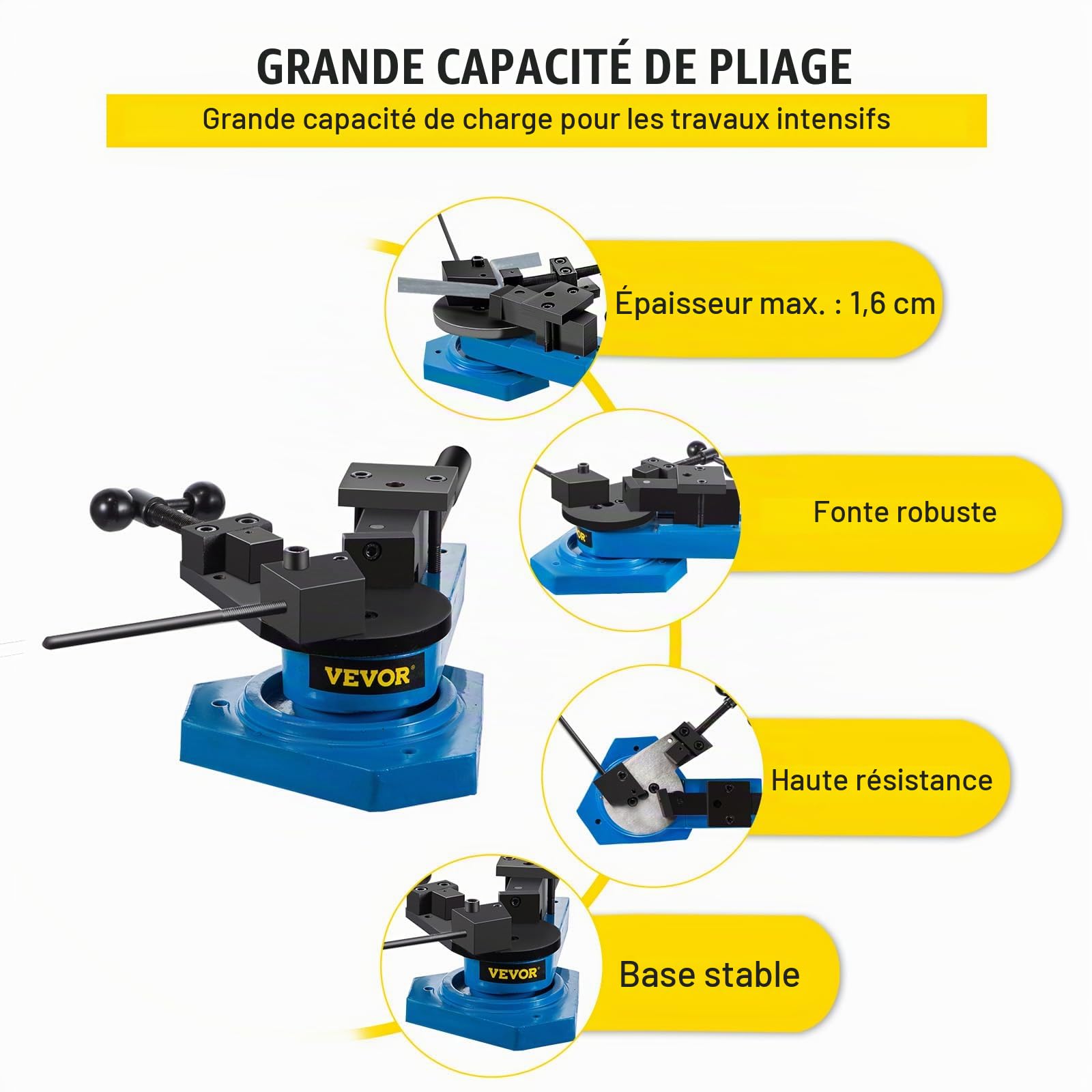 VEVOR Cintreuse De Tuyaux Cintreuse Manuelle SBG 40 pour les usines/les ateliers Peut Faire Une Variété De Coudes Sur Des Supports Carrés/Ronds Pleins