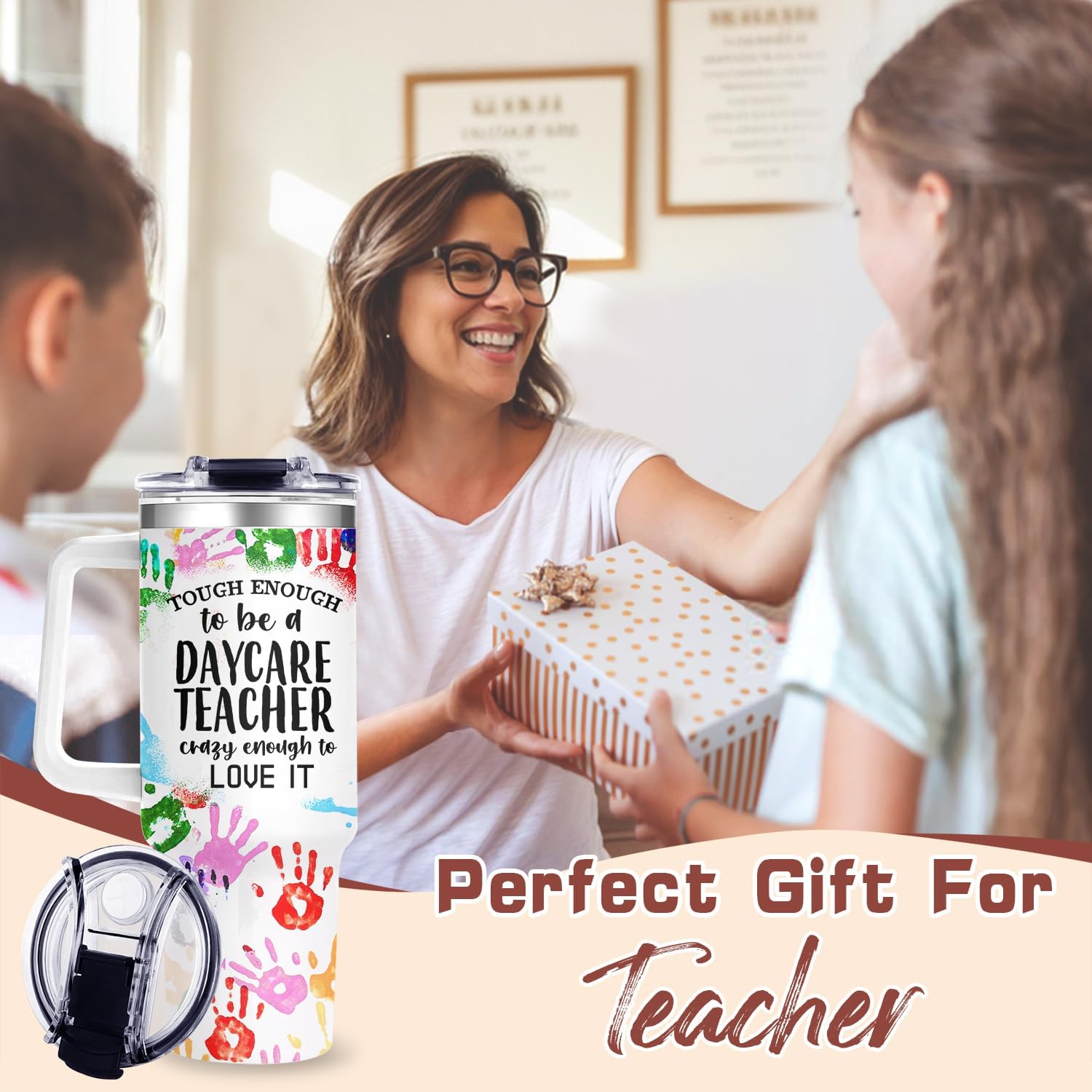 Daycare Teacher Gifts for Women,40oz Teacher Tumbler Gifts for Daycare Teachers on Thank you, Day-care Teachers Cup Appreciation Gift for Goodbye Gift, Birthday,Christmas - Image 7