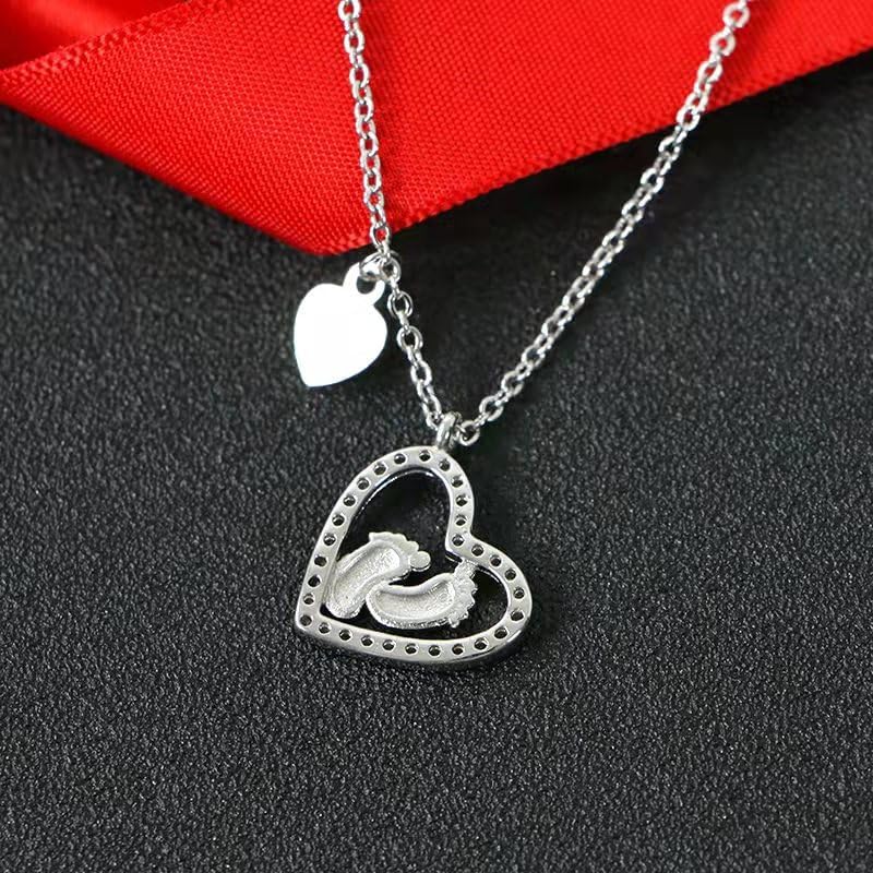 IPINK Baby Feet Heart Necklace Gift Set - To My Mommy, Pregnancy Gifts for First Time Moms - Image 3