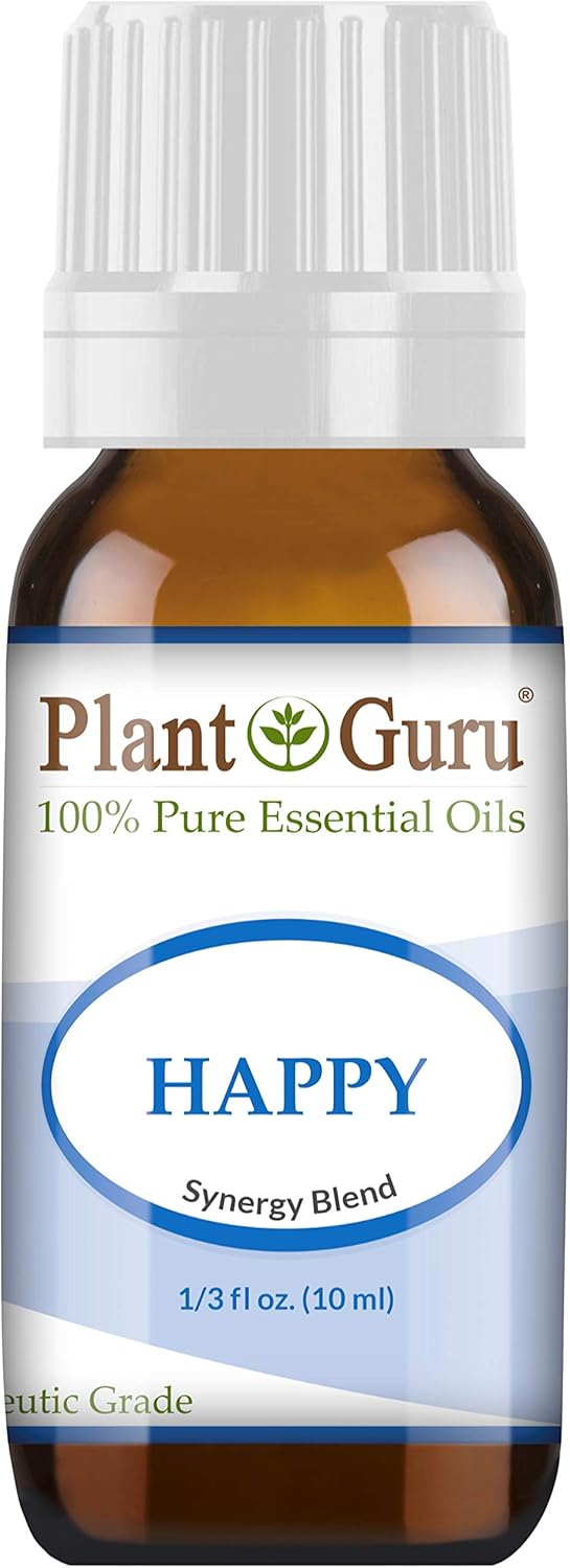 Happy Essential Oil Blend 10 ml 100% Pure, Undiluted, Therapeutic Grade. (Blend of: Pink Grapefruit, Lemon, Cassia, Ginger, Peppermint)