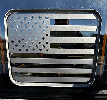 for Ford F150 F250 F350 2015 2023 2024 2025 2026 Rear Middle Window American Flag Decal, Matte Black USA Flag Sticker for Truck Back Glass, Patriotic Vinyl Decal for Ford Raptor Accessories