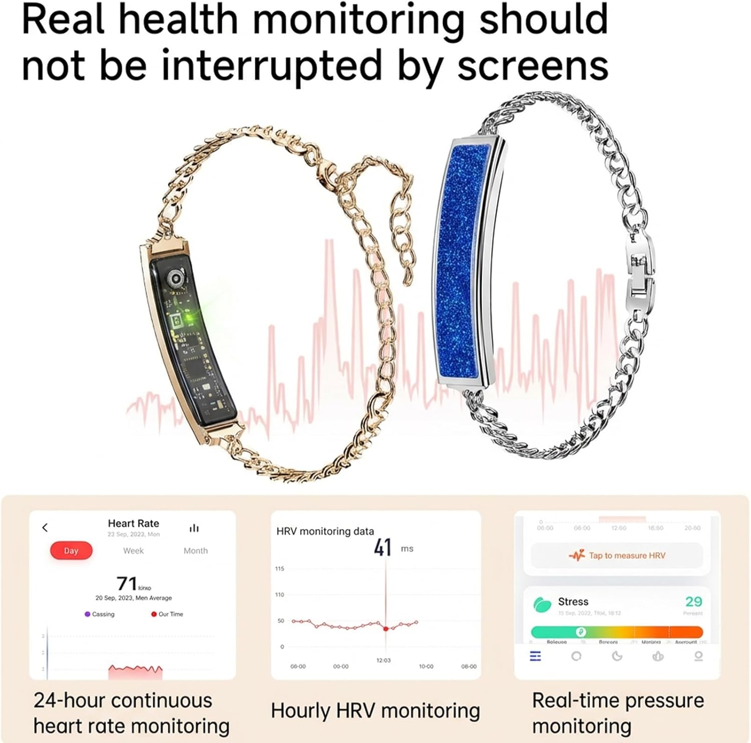 Yihou Fitness Tracker Smart Bracelet Fitness Bracelet for Women Smart Band Jewelry with Heart Rate Monitor Sleep Tracker for Android iOS Silvery