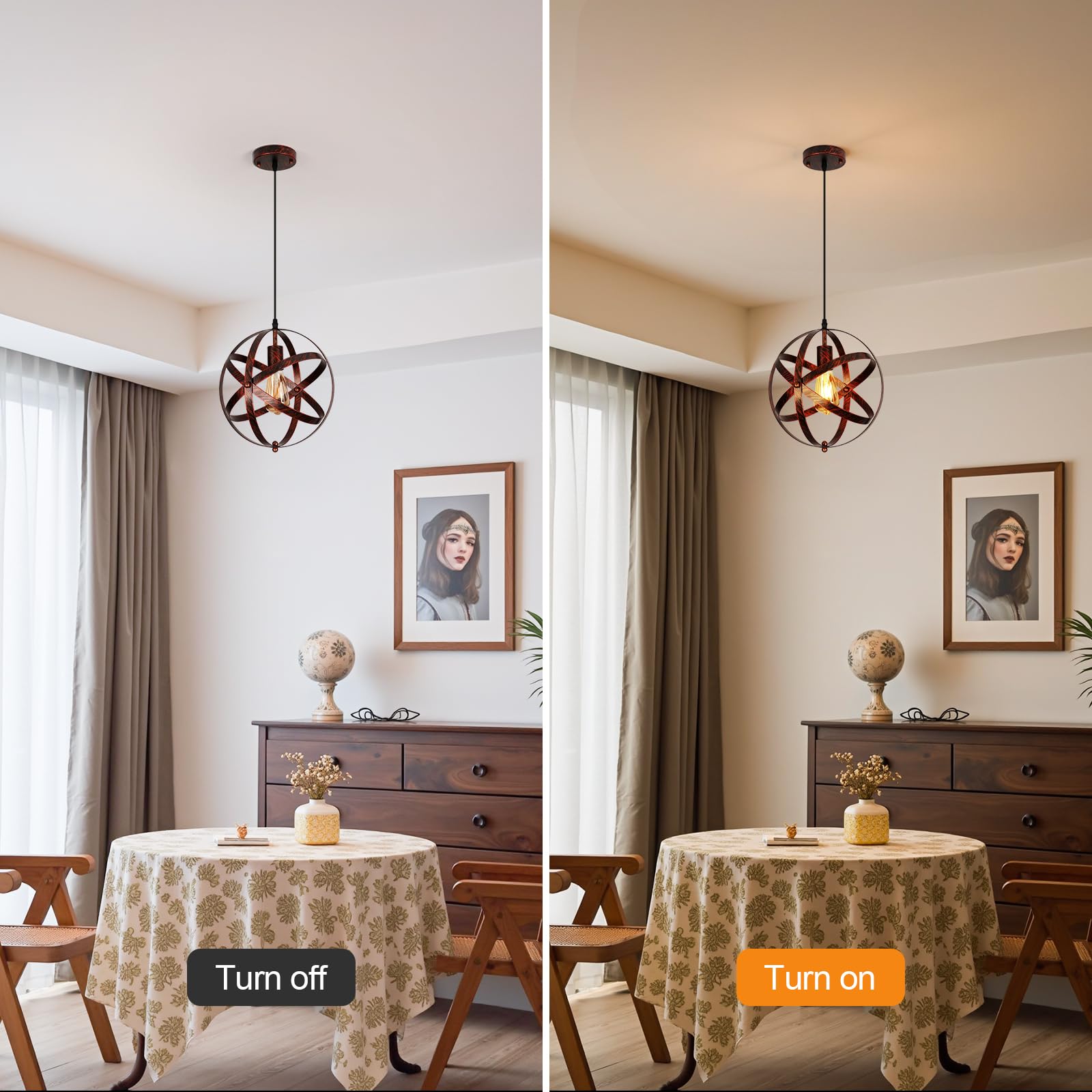 Comely Lampada a Sospensione Vintage, Plafoniera E27 Industriale Cavo Regolabile, Lampadario LED Sospensione Moderno per Sala da Pranzo, Cucina, Soggiorno, Bar, Camera da Letto, 30 cm
