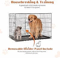 Vista 3 de Sweetcrispy - Jaula grande para perros con panel divisor, de 91 cm, de doble puerta, plegable, de alambre de metal, con bandeja antiderrame