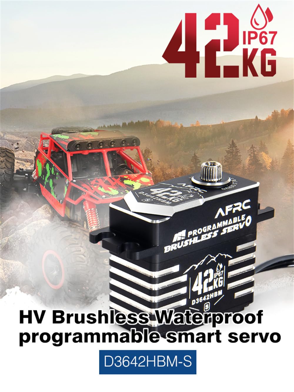 Servo Numérique RC Brushless 42 Kg – Métal étanche IP65 – Engrenages Acier Inox – Programmable – Pour Voitures, Bateaux, Robots, Drones 1/10 Et 1/8