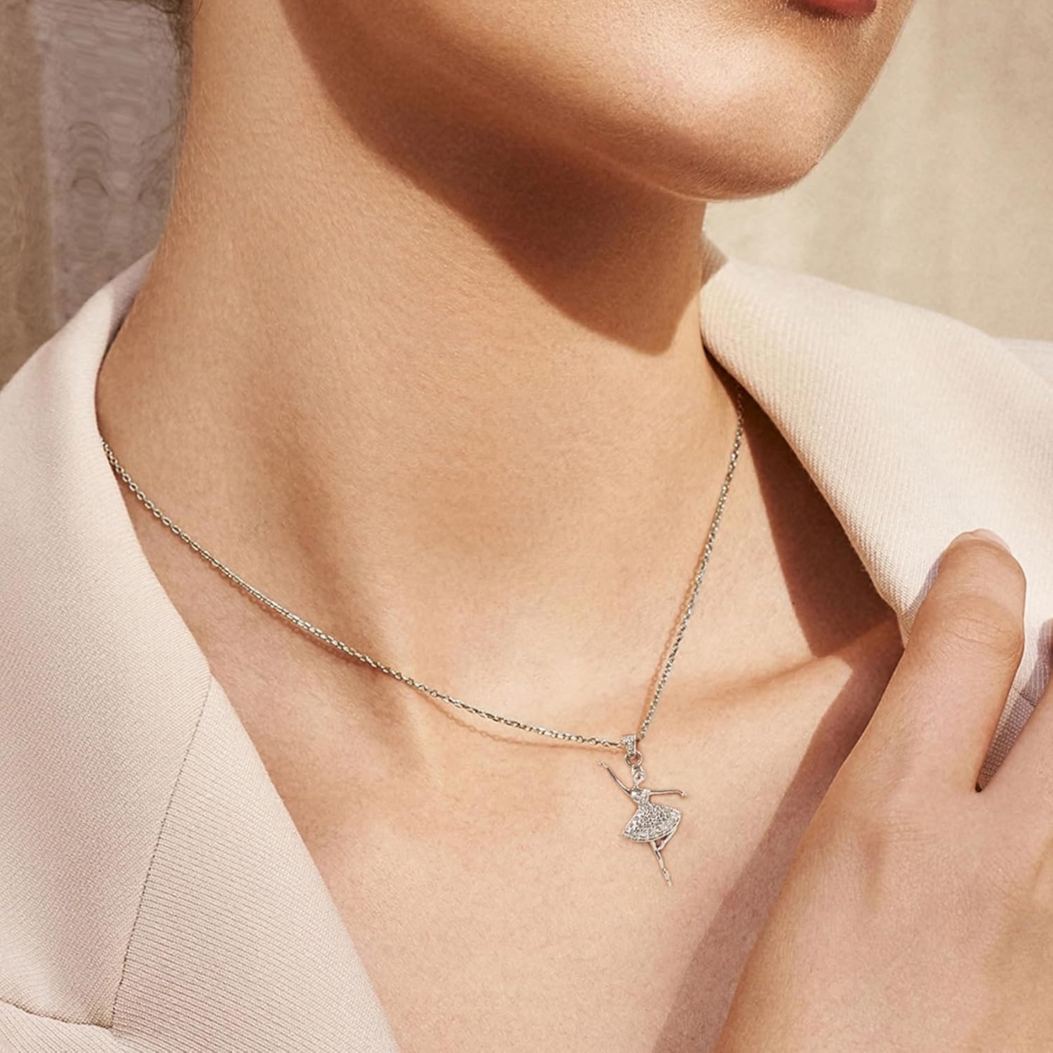 KITEENAL Ballerina Ballet Gifts,Sterling Silver Pendant Necklace for Teens Women,Sparkle Cubic Zirconia Adjustable Ballet Dance Charm Necklace,Dancer Recital Gift for Daughter Granddaughter Niece - Image 5
