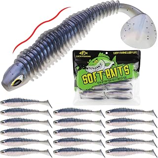 LUCKYFISHING Paddle Tail Swimbaits 10/16/20 PCS Fishing Lures Soft Plastic Lures for Trout Crappie Walleye Soft Baits for Bass Fishing Freshwater Saltwater 4.1/3.5/3/2.5 Inch