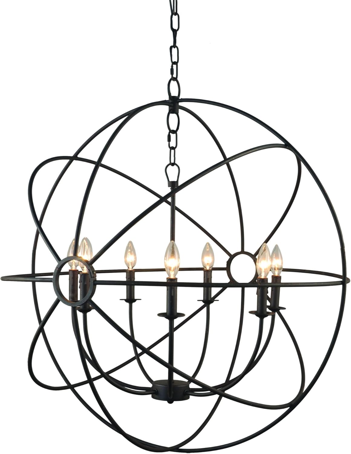 Yosemite Home Decor SCFP2005-7-RS 7 Lights Mini Chandelier, Rustic Finish, Black