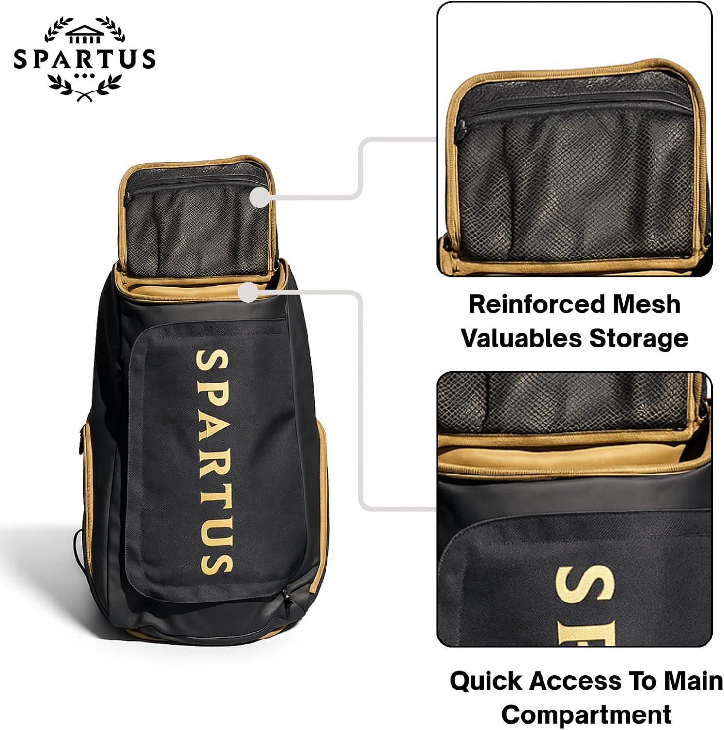 Spartus Pro Tour Pickleball Bag - Large Paddle Backpack Fits 5 Pickle Ball Paddles & Gear - Includes Ventilated Shoe Compartment, Fence Hook, Ball Pockets