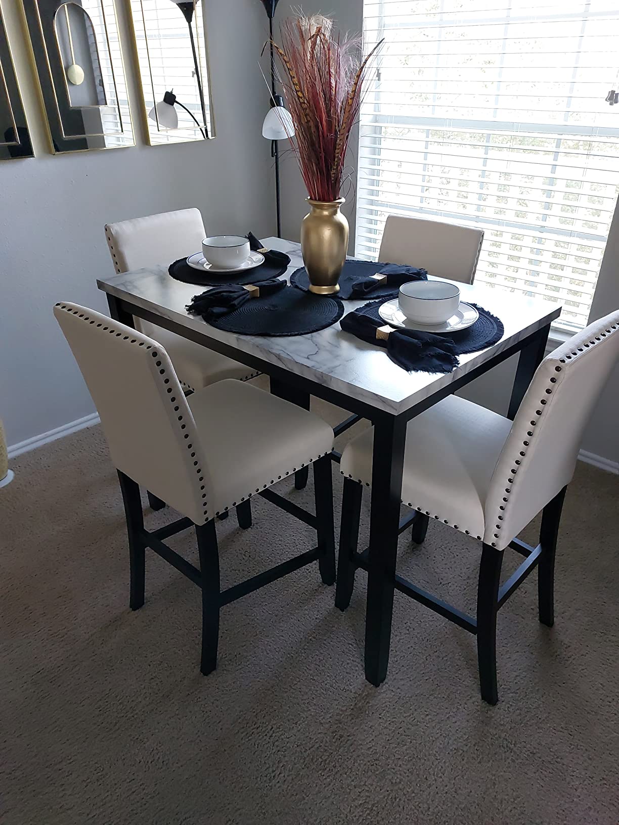 $17/mo - Finance Dining Table Set for 4, Farmhouse 5-Piece Wood ...