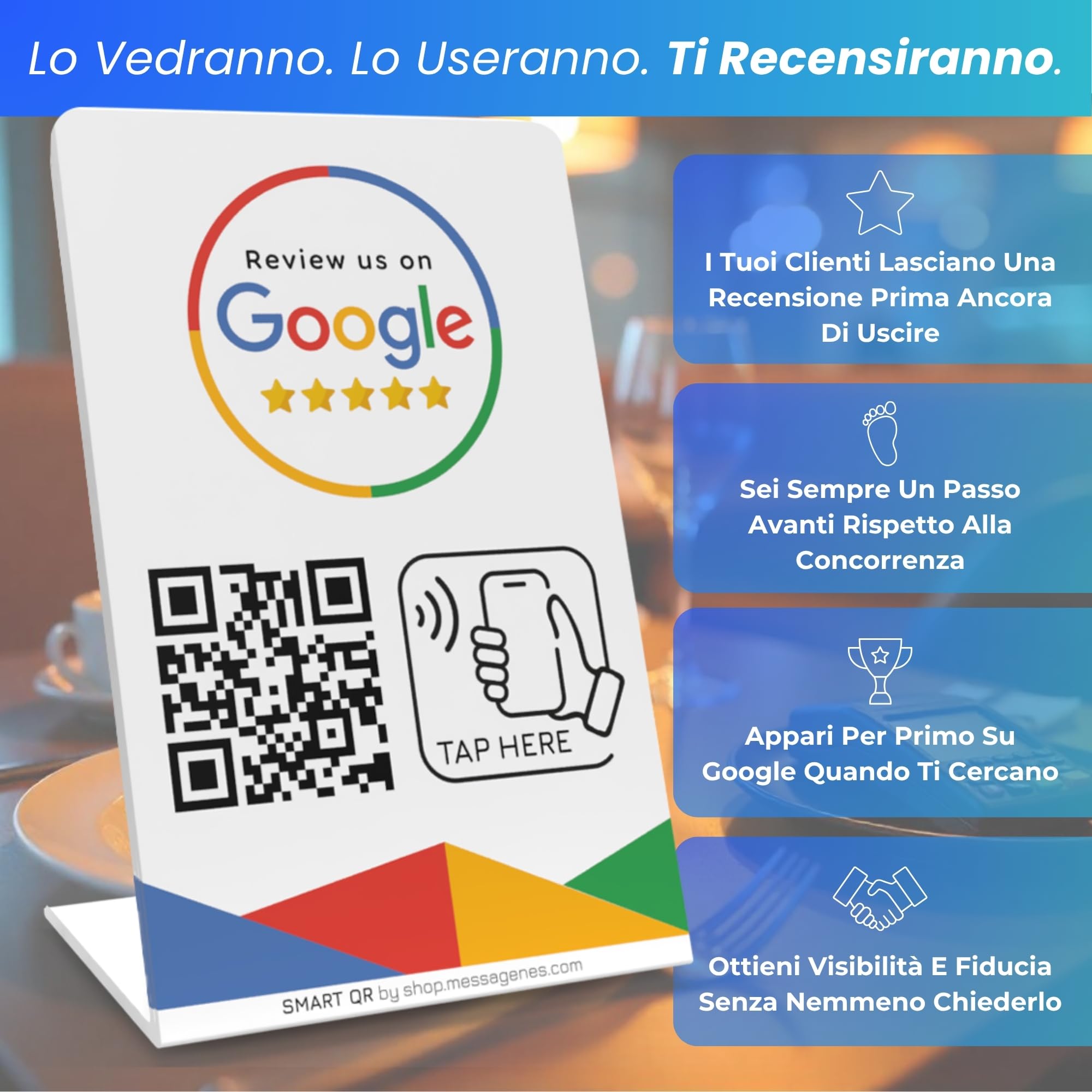 MESSAGENES Review - Supporto per rubinetto, 3 supporti NFC+QR, compatibile iPhone e Android, aumenta visibilità e posizionamento su Google