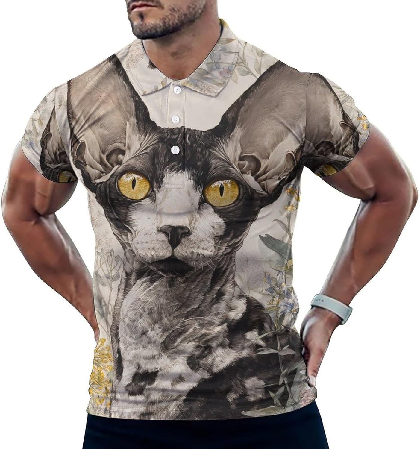 Cornish Rex Cat Golf Polo Shirts for Men Casual T Shirts 5X-Large