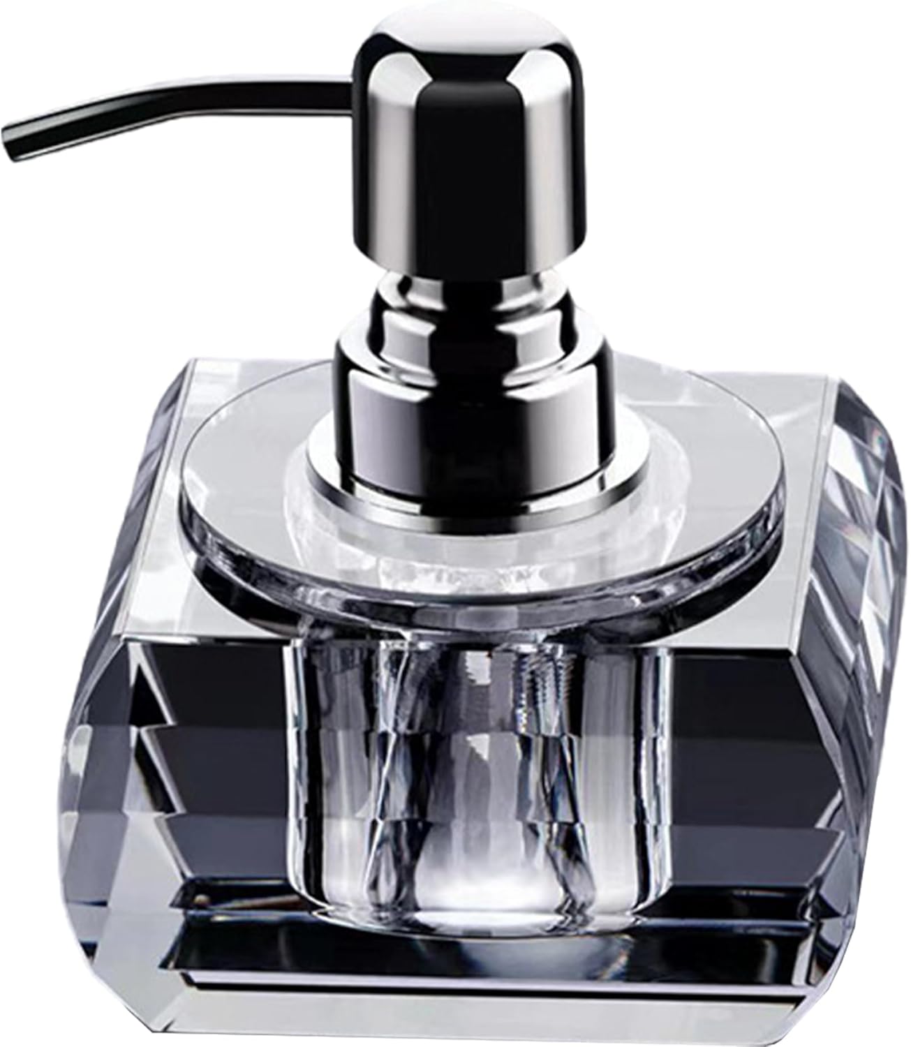 100ML Glass Soap Dispenser with Pump, 3.5x3.5x4.9 inch Crystal Soap Dispenser with Anti-Slip Sheet, Pump Bottles for Bathroom, Kitchen