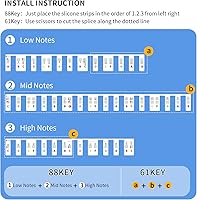 Vista 6 de Etiquetas de notas de teclado de piano extraíbles, calcomanías de teclado de piano, 88 teclas de tamaño completo de 61 teclas, hechas de silicona