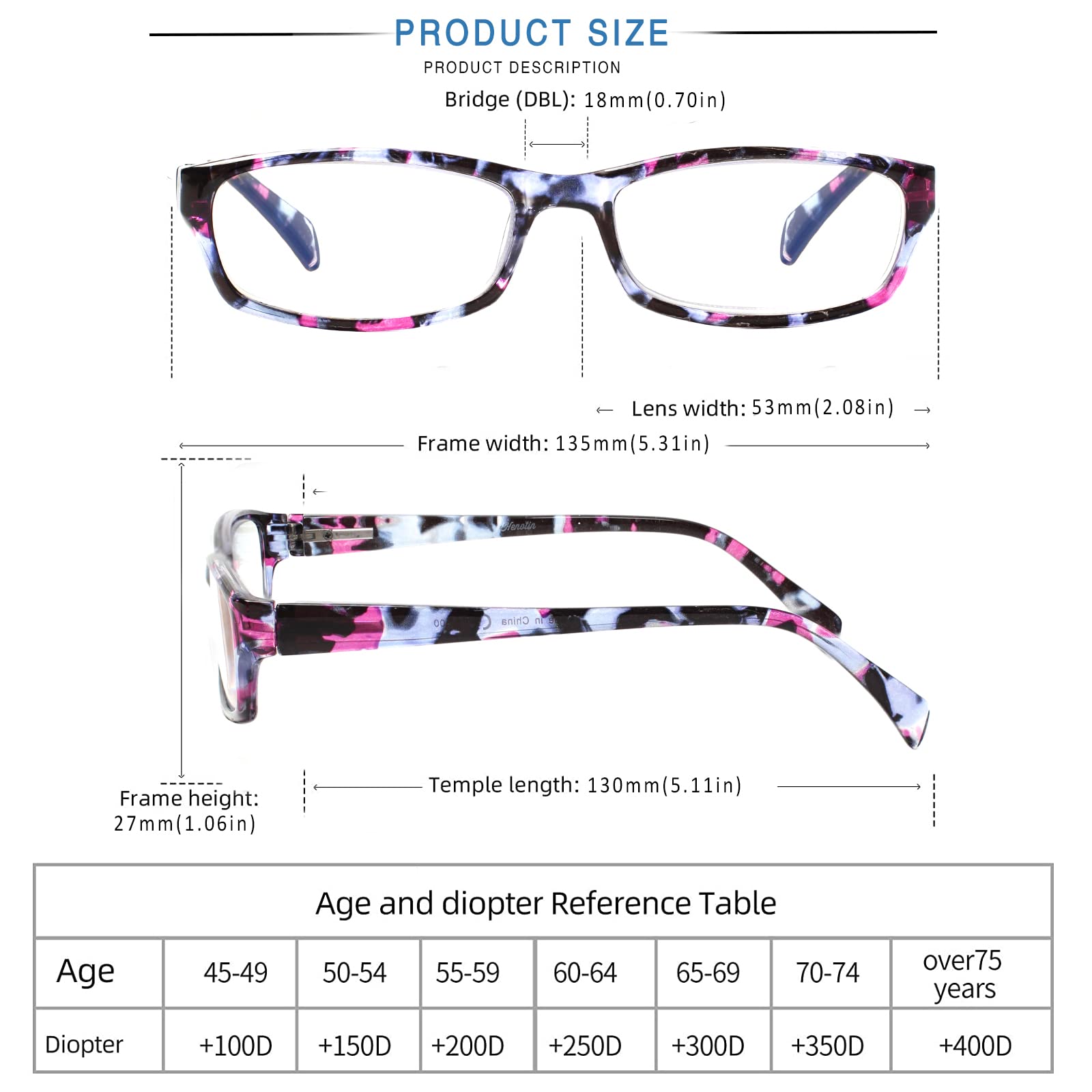 Henotin 5-Pack Reading Glasses Blue Light Blocking Anti Eyestrain Computer Reading Glasses for Women and Men Readers (Mix Color-C1, 1.25, Diopters)