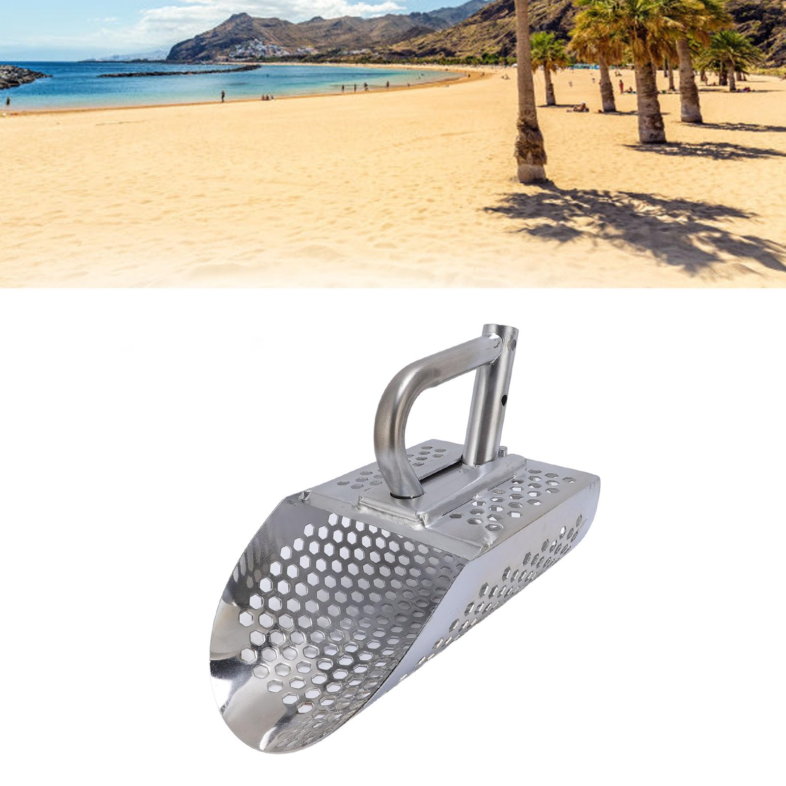 Generic Wysokiej Jakości Wykrywacz Metali ze Stali Nierdzewnej Łyżka do Piasku Wydajne Sito Zębate Łopata do Piasku Wykrywania Plaży i Metalu 10,3 X 5,9 X 3,5 Cala