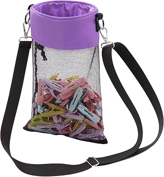 Clothes Peg Bag with Hook for Hanging, Up to 100 Clothes Pegs, Indoor and Outdoor Use Purple