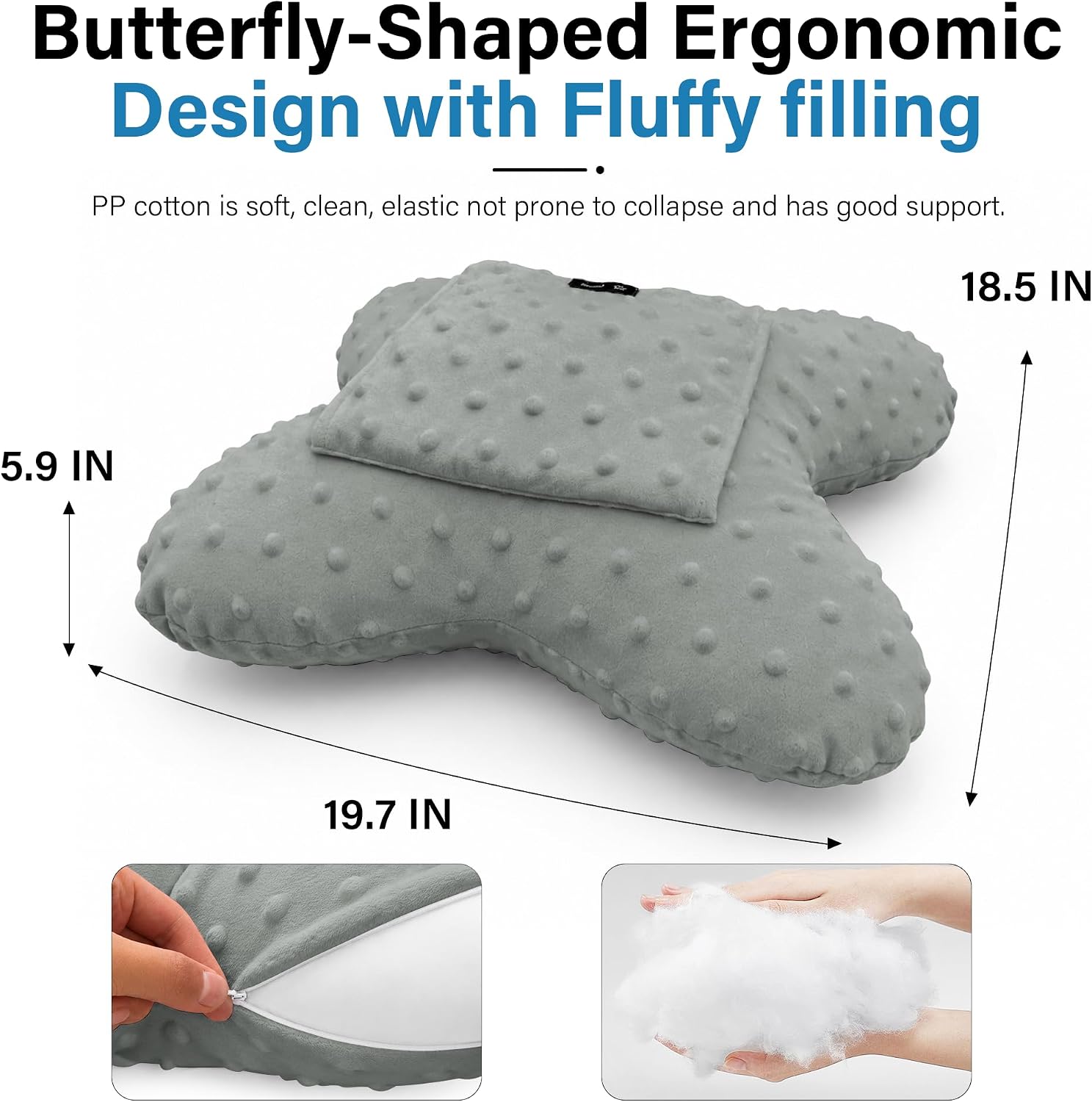 SPRING SEAON Heart Surgery Pillow, Chest Support Pillow for Post Surgery, Soft Fabric Cushion with Dual Pocket Design, for Open Heart Surgery and C-Section Recovery, 19.5" x 18.5" (Grey)