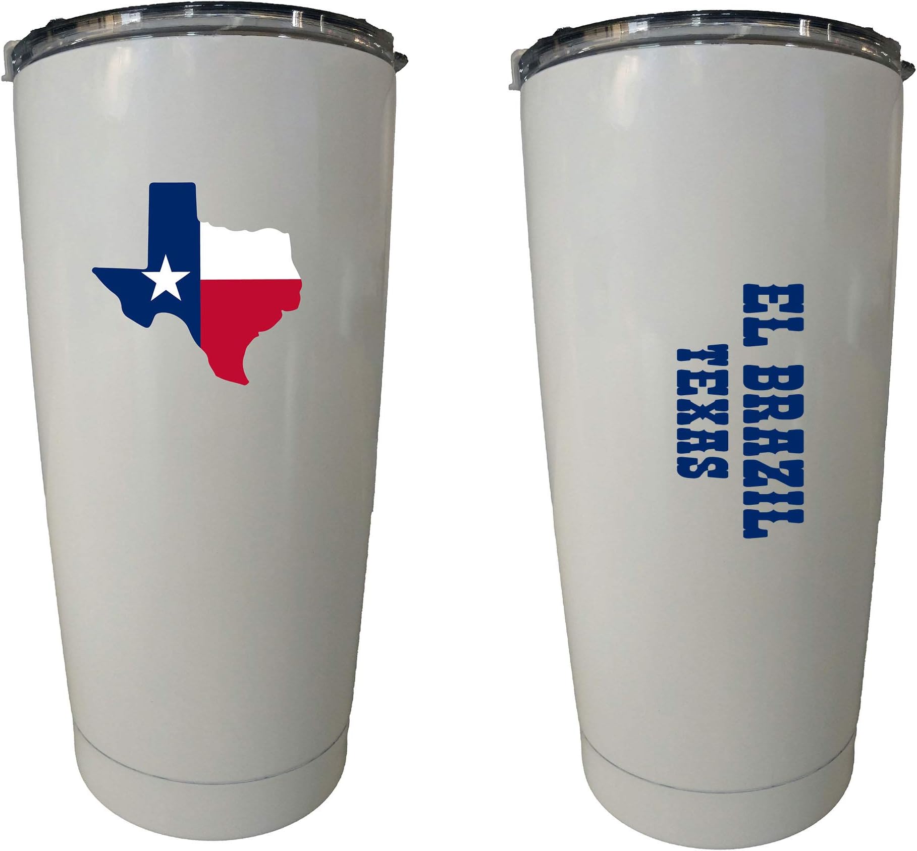 R and R ImportsEl Brazil Texas 20 oz White Insulated Stainless Steel Tumbler State Flag Design White.