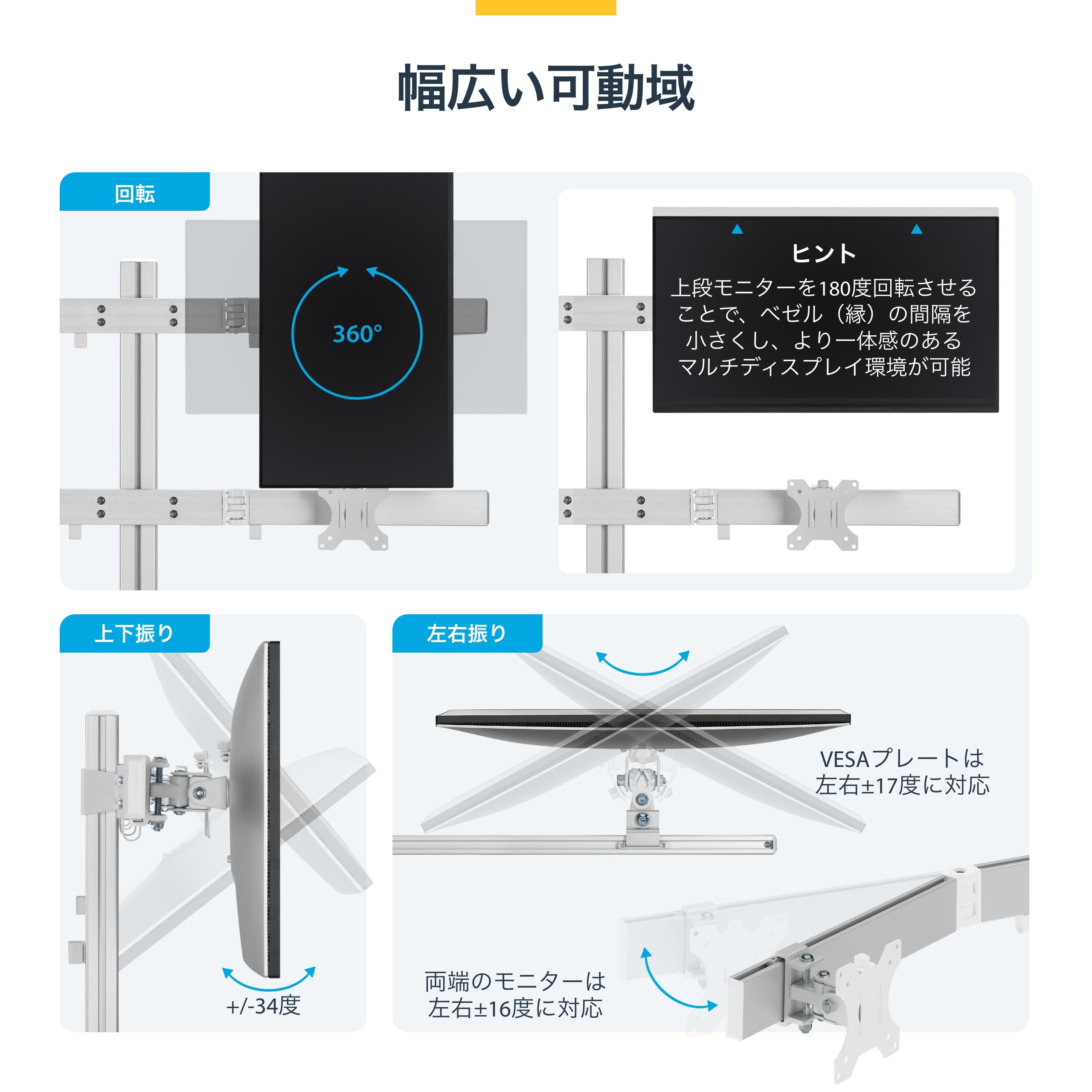 Amazon.co.jp: StarTech モニターアーム Cクランプ グロメット固定式 6