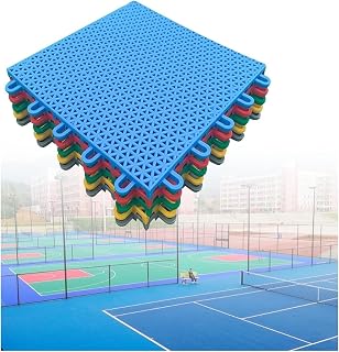 25CM Modular Interlocking Floor Tiles, Outdoor Basketball Court Badminton Court Weatherproof DIY Sport Court Tiles(Yellow)